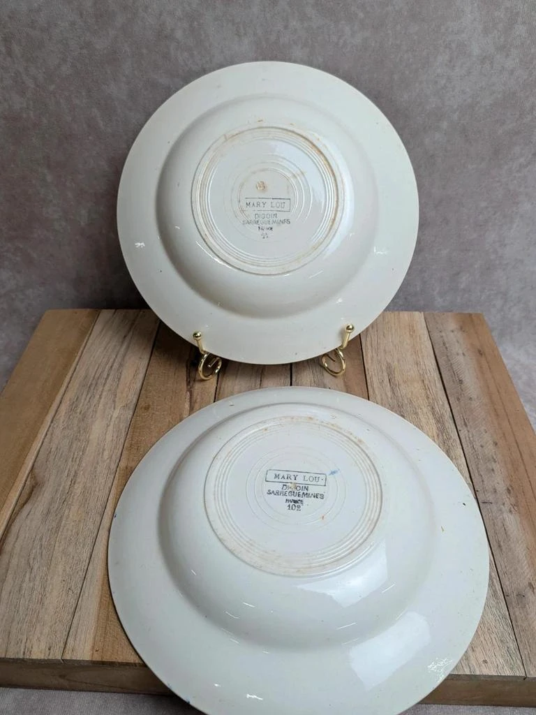 Conjunto de 2 pratos fundos vintage Digoin Sarreguemines Marie-lou Terra de Ferro – photo 5